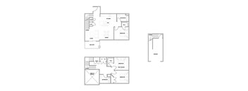 A floor plan of a house with a garage on the side.
