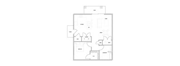 A floor plan of a house with labeled rooms such as kitchen, living room, and bathroom.