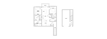 A floor plan of a house with labeled rooms such as Bedroom, Bathroom, Kitchen, and Living Room.