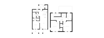 A black and white image of two floor plans of a house.
