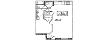 A black and white diagram of a floor plan for Unit A.