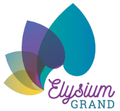 The image is a logo for Elysium Grand.