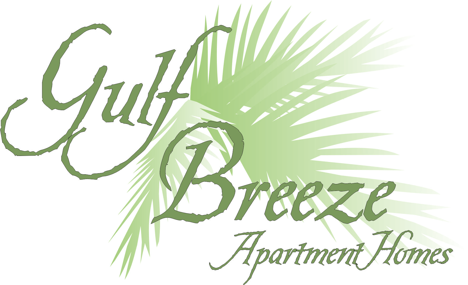A logo for Gulf Breeze Apartment Homes featuring a palm tree.