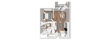 A floor plan of a bathroom with a toilet, sink, and bathtub.