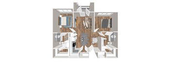 A floor plan of a house with a central hallway and rooms surrounding it.