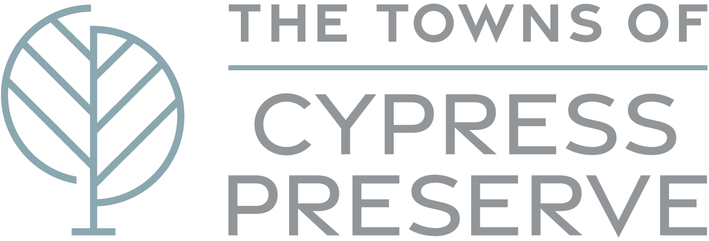 The logo for the Towns of Cypress Preserve.