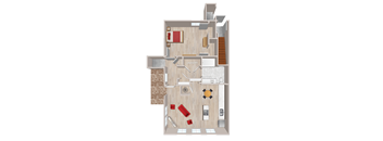 A floor plan of a house with a laundry room.