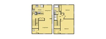A floor plan of a two bedroom apartment.