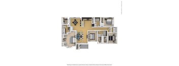 A floor plan of a house with a kitchen, living room, and two bedrooms.
