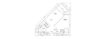 A floor plan of a house with labeled rooms and dimensions.