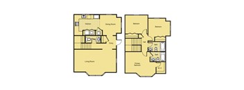 A floor plan of a two bedroom apartment.