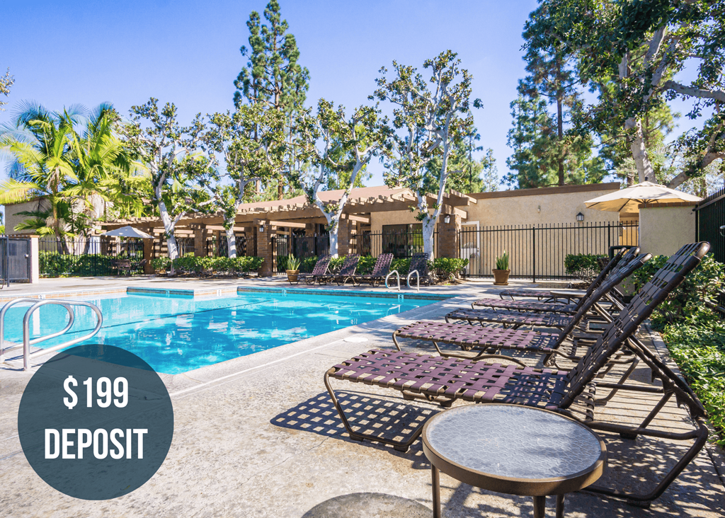 an image of a swimming pool with lounge chairs and a resort style pool
