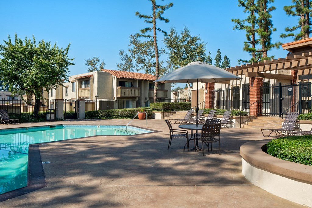 our apartments have a resort style pool and patio