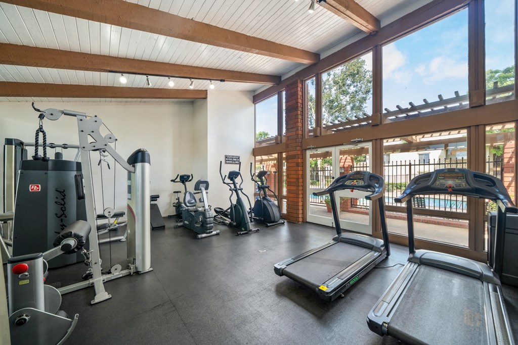 the gym has plenty of equipment for cardio and weights