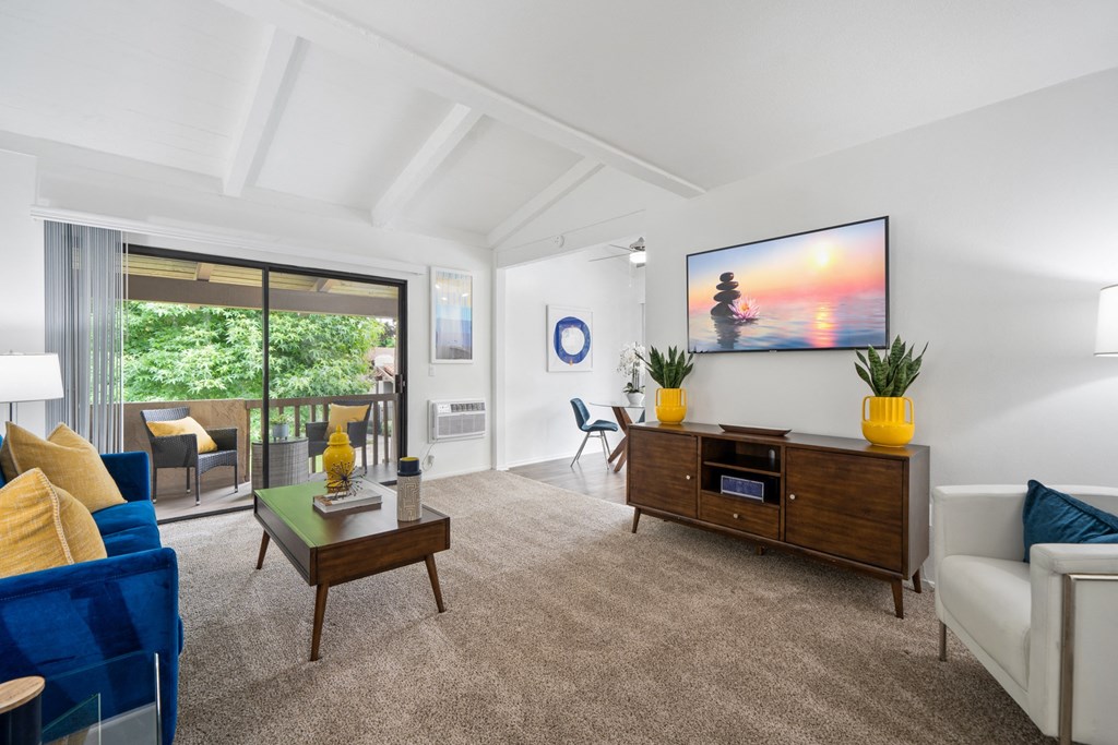 a living room with a couch and a coffee table