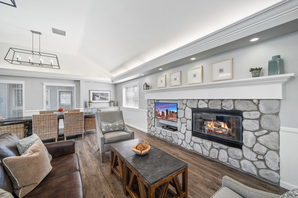 the preserve at ballantyne commons living room with fireplace