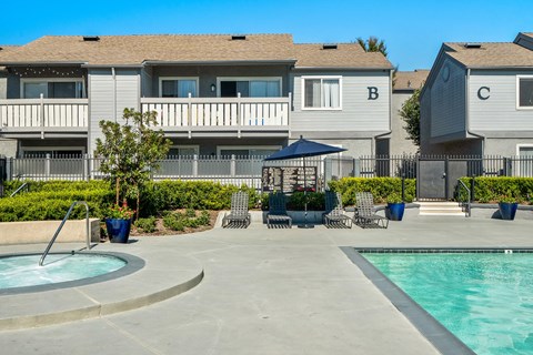 our apartments have a resort style pool and hot tub