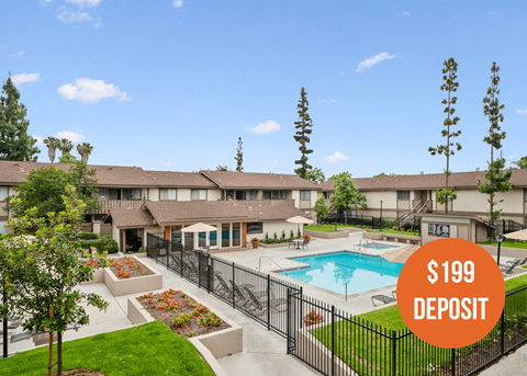 our apartments have a swimming pool and our rates are 198 deposit
