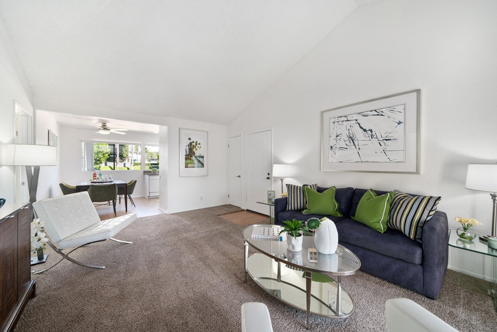 a living room with a couch and a coffee table