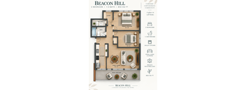 A Beacon Hill floor plan shows a 2 bedroom, 1.5 bath home with a living and dining area.