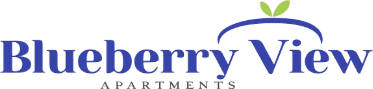 The image is a logo for Blueberry View Apartments.