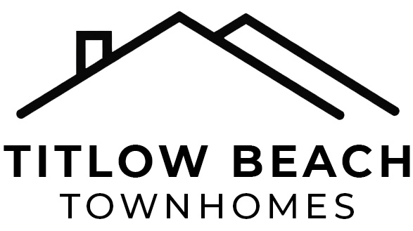 A black and white logo for Titlow Beach townhomes.