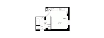 A black and white image of a floor plan with dimensions.