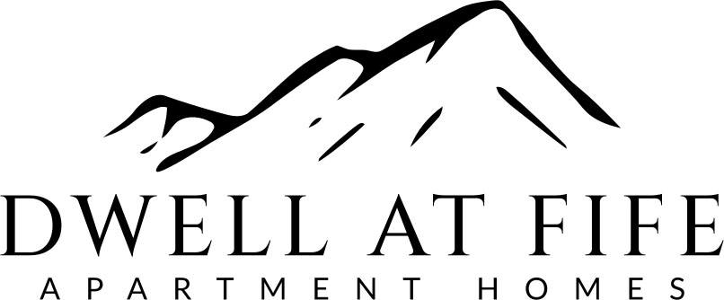 A black and white logo for Dwell at Fifes Apartment Homes.