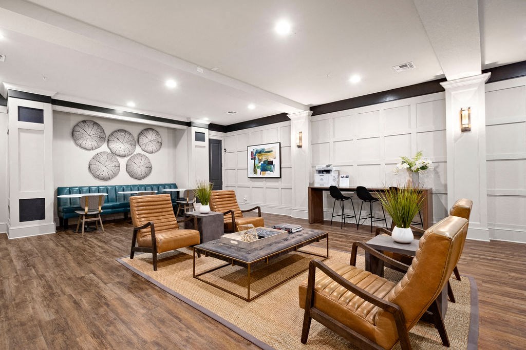 a living room with a couch and a table