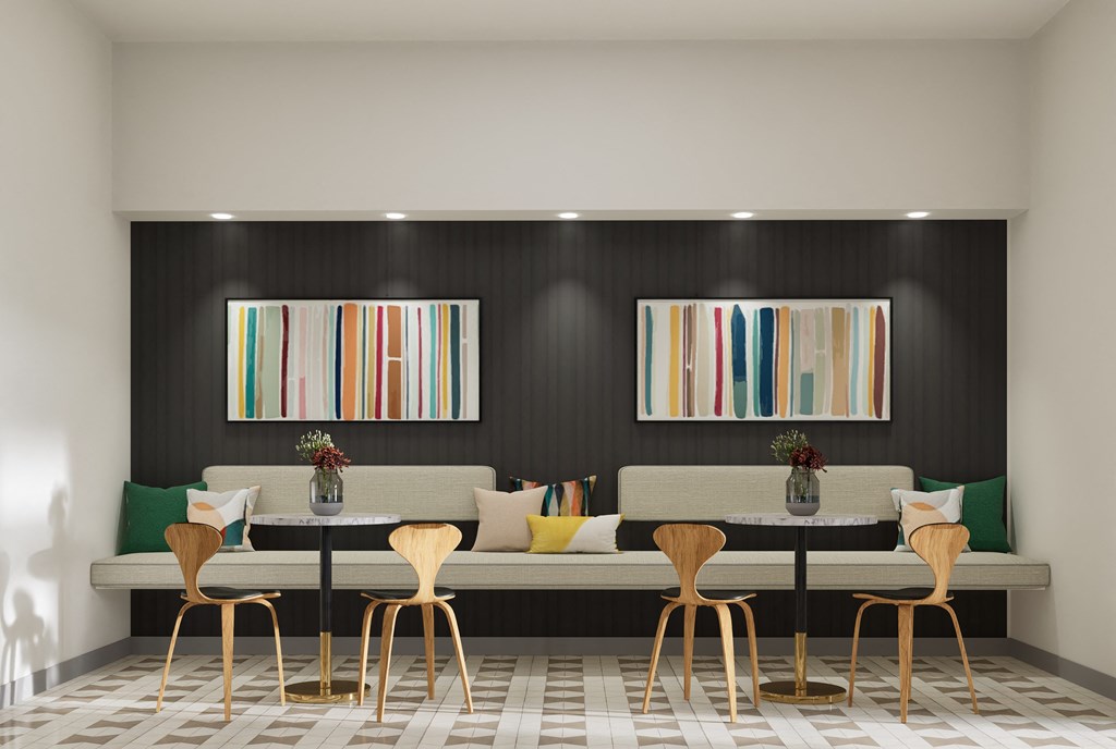 a living room with tables and chairs and a couch