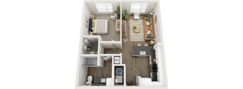 a 1 bedroom floor plan with a bathroom and a living room