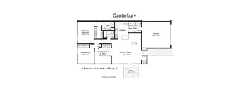 A floor plan of a Canterbury property with three bedrooms and a garage.