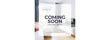 A sign advertising a coming soon apartment at Creekside Court.