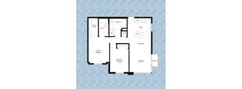 A blueprint of a house layout with labeled rooms.