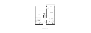 A black and white floor plan of a 39-plex apartment.
