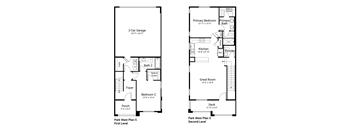 a floor plan of two different floors of a house