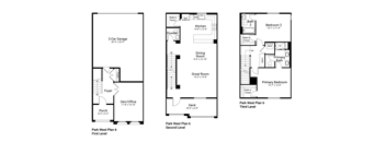 three different floor plans of a house with different bedrooms