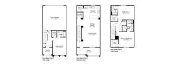 three different floor plans of a house with different bedrooms