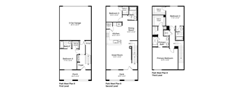 three different floor plans of a house showing the different areas of the house