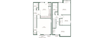 A floor plan of a three bedroom, one bathroom family home.