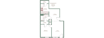 Sunset Apartments 1 Bedroom floor plan