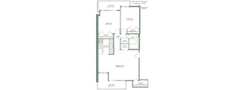 A floor plan of a two bedroom apartment with a living room and balcony.