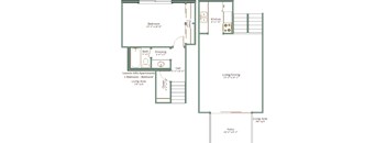 A floor plan of a one bedroom apartment in Loomis Hills Apartments.