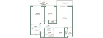 A floor plan of apartment layout for Morgan Grove Apartments.