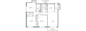 A floor plan of the Mongan Grove Apartments showing the layout of the rooms.