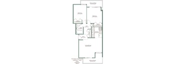 A floor plan of a two-bedroom apartment with a balcony and a bathroom.