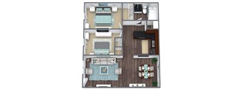 2 Bed Floorplan at Villages at Gateway, Denver