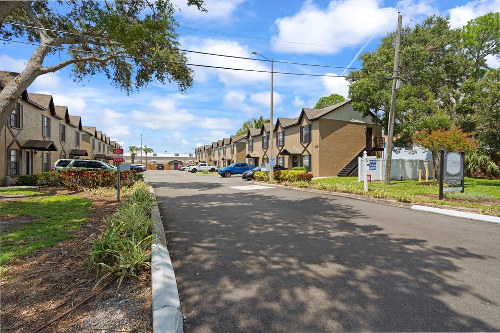 a row of houses on a street