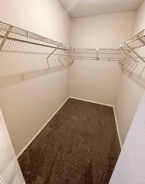our apartments have a spacious walk in closet with plenty of room to move around