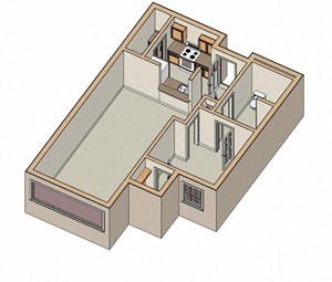 1 Bedroom 1 Bathroom Floor Plan